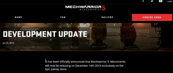 《机甲战士5:雇佣兵》宣布跳票 12月10日Epic独占发售