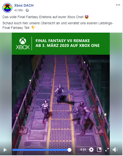 德国Xbox脸书泄密 《最终幻想7:重制版》或将登陆Xb1