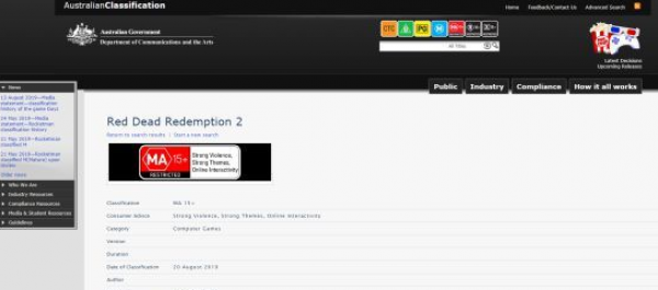 《荒野大镖客2》现身澳洲重新评级 或将登陆PC平台
